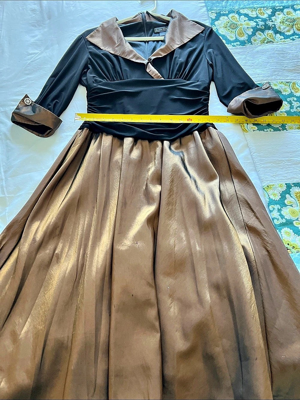 Jessica Howard Black & Brown Midi Dress Size 12P